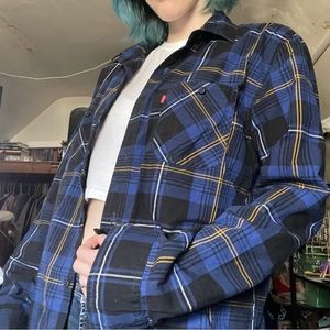 Levi’s Hobel Long Sleeve Woven Classic Double Chest Pocket Blue/Gold Flannel